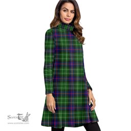 Scottish Leslie Hunting Tartan Womens High Neck Dress Tartan Plaid Dress