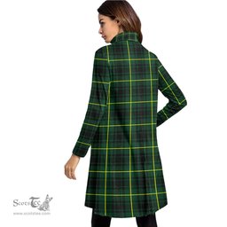 Scottish MacArthur Modern Clan Tartan Crest Womens High Neck Dress Tartan Plaid Dress