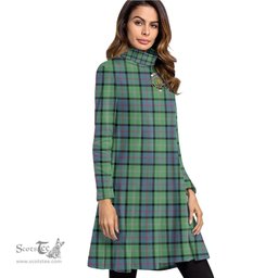 Scottish MacThomas Ancient Clan Tartan Crest Womens High Neck Dress Tartan Plaid Dress