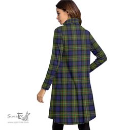 Scottish MacLaren Modern Clan Tartan Crest Womens High Neck Dress Tartan Plaid Dress