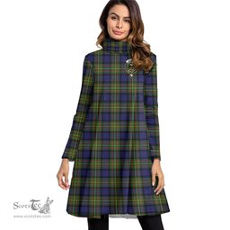 Scottish MacLaren Modern Clan Tartan Crest Womens High Neck Dress Tartan Plaid Dress