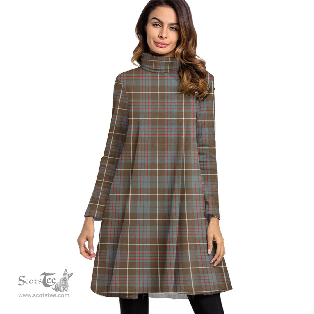 Scottish MacIntyre Hunting Weathered Tartan Womens High Neck Dress Tartan Plaid Dress