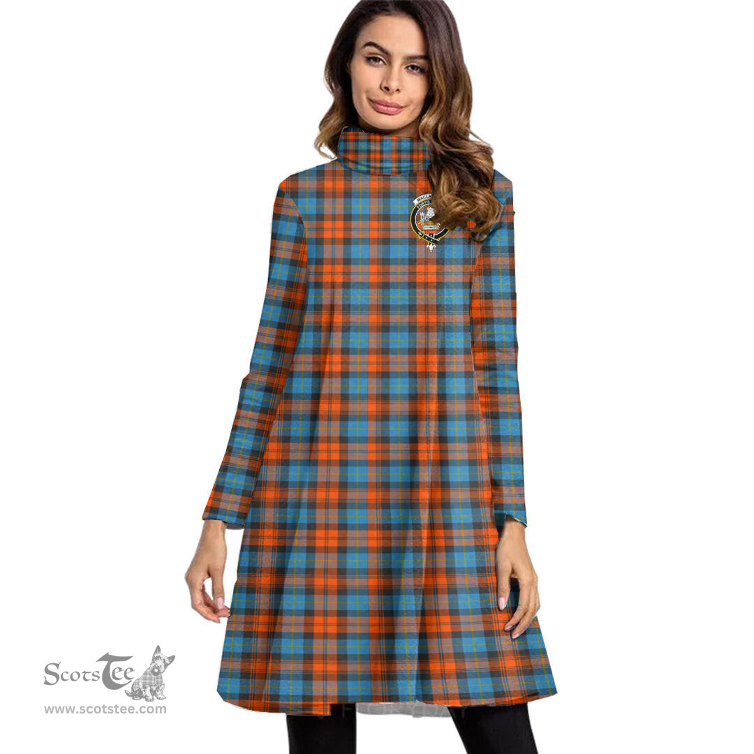 Scottish MacLachlan Ancient Clan Tartan Crest Womens High Neck Dress Tartan Plaid Dress