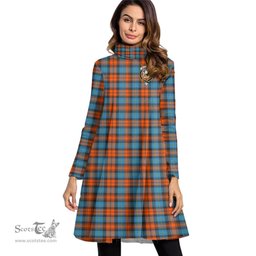 Scottish MacLachlan Ancient Clan Tartan Crest Womens High Neck Dress Tartan Plaid Dress