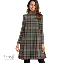 Scottish MacLaren Weathered Clan Tartan Crest Womens High Neck Dress Tartan Plaid Dress
