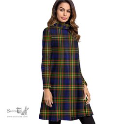 Scottish MacLellan Modern Tartan Womens High Neck Dress Tartan Plaid Dress