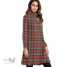 Scottish MacLachlan Weathered Clan Tartan Crest Womens High Neck Dress Tartan Plaid Dress