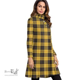 Scottish MacLeod of Lewis Ancient Clan Tartan Crest Womens High Neck Dress Tartan Plaid Dress