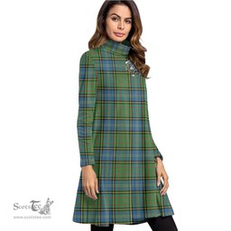 Scottish MacMillan Hunting Ancient Clan Tartan Crest Womens High Neck Dress Tartan Plaid Dress