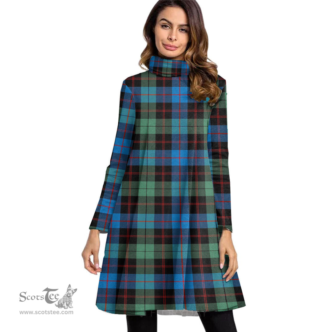 Scottish Guthrie Ancient Tartan Womens High Neck Dress Tartan Plaid Dress