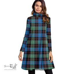 Scottish Guthrie Ancient Tartan Womens High Neck Dress Tartan Plaid Dress