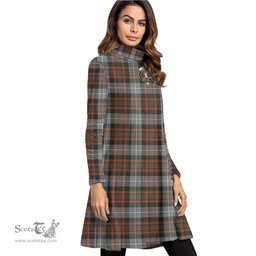 Scottish MacRae Hunting Weathered Clan Tartan Crest Womens High Neck Dress Tartan Plaid Dress