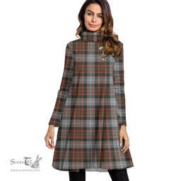 Scottish MacRae Hunting Weathered Clan Tartan Crest Womens High Neck Dress Tartan Plaid Dress