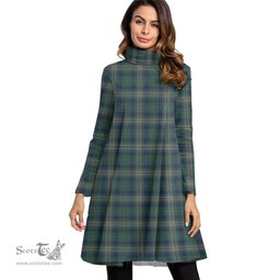 Scottish Kennedy Modern Tartan Womens High Neck Dress Tartan Plaid Dress