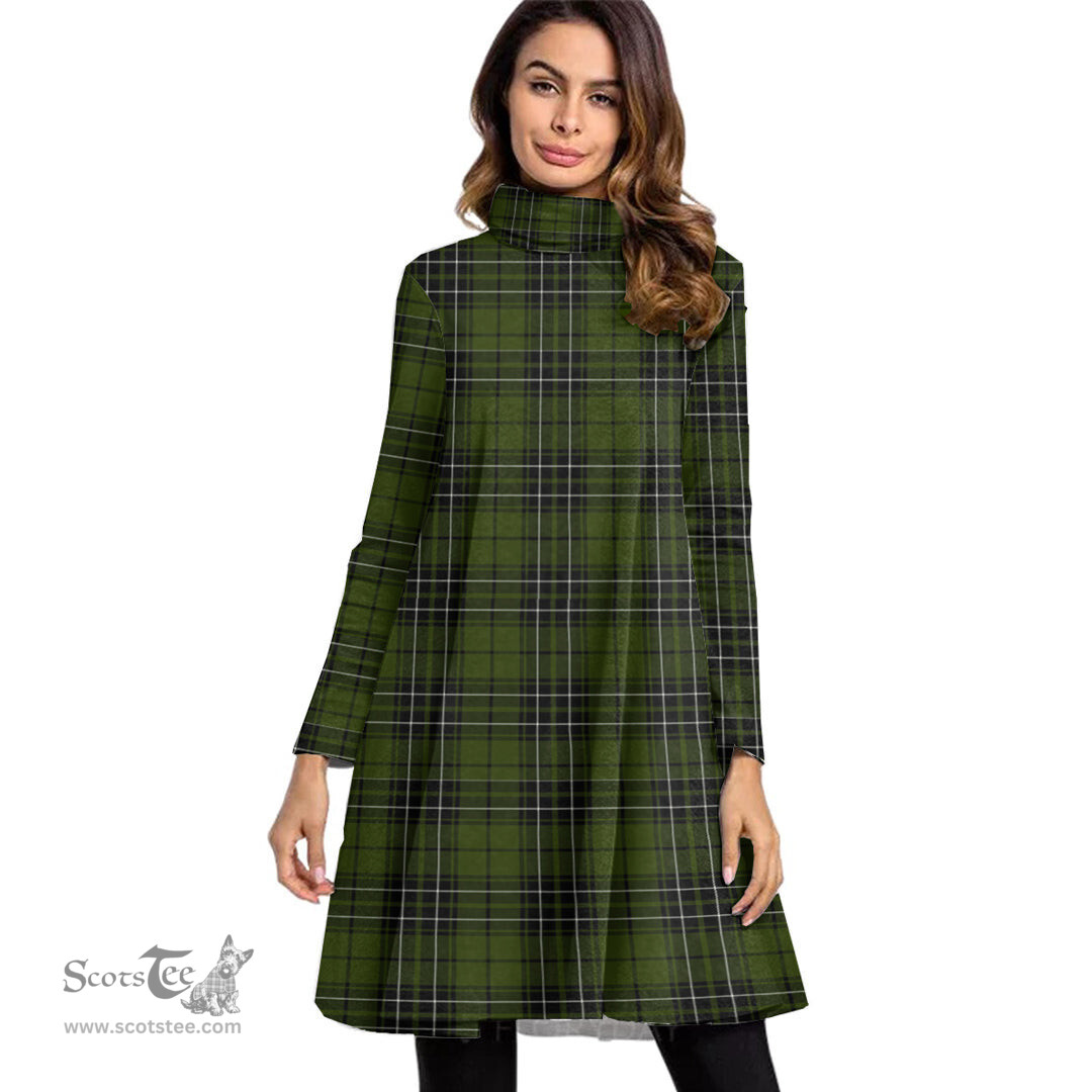 Scottish MacLean Hunting Tartan Womens High Neck Dress Tartan Plaid Dress