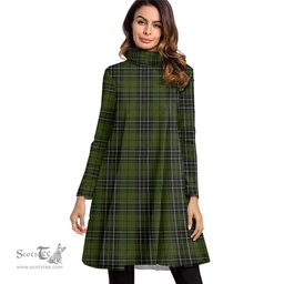 Scottish MacLean Hunting Tartan Womens High Neck Dress Tartan Plaid Dress