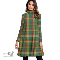 Scottish MacMillan Old Ancient Clan Tartan Crest Womens High Neck Dress Tartan Plaid Dress
