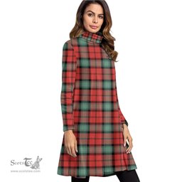 Scottish Kerr Ancient Tartan Womens High Neck Dress Tartan Plaid Dress