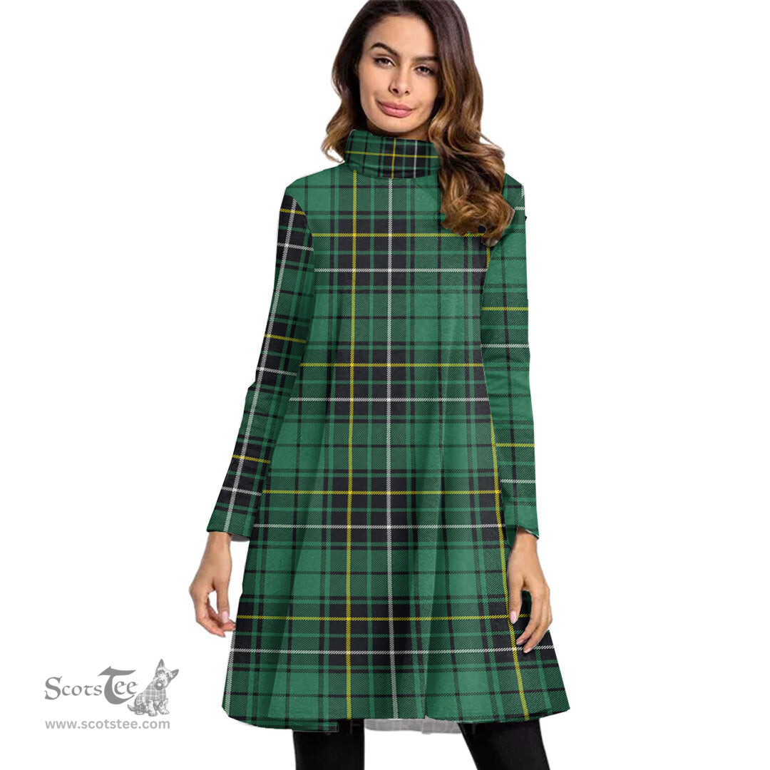 Scottish MacAlpine Ancient Tartan Womens High Neck Dress Tartan Plaid Dress