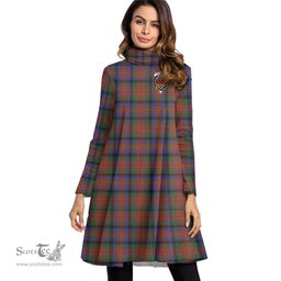 Scottish MacDuff Hunting Modern Clan Tartan Crest Womens High Neck Dress Tartan Plaid Dress