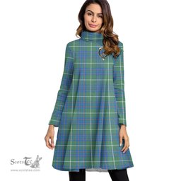 Scottish MacIntyre Hunting Ancient Clan Tartan Crest Womens High Neck Dress Tartan Plaid Dress