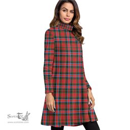 Scottish MacDuff Modern Tartan Womens High Neck Dress Tartan Plaid Dress
