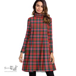 Scottish MacDuff Modern Tartan Womens High Neck Dress Tartan Plaid Dress