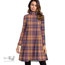 Scottish Jacobite Tartan Womens High Neck Dress Tartan Plaid Dress