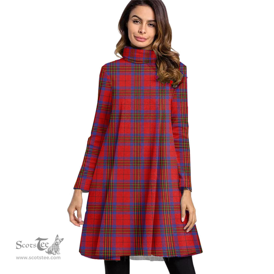 Scottish Leslie Modern Tartan Womens High Neck Dress Tartan Plaid Dress