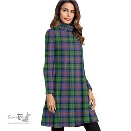 Scottish Logan Ancient Tartan Womens High Neck Dress Tartan Plaid Dress