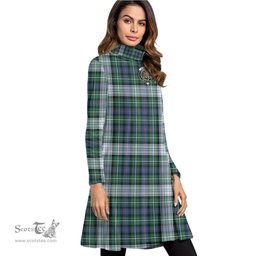 Scottish MacKenzie Dress Ancient Clan Tartan Crest Womens High Neck Dress Tartan Plaid Dress