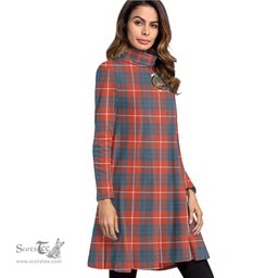 Scottish Hamilton Ancient Clan Tartan Crest Womens High Neck Dress Tartan Plaid Dress