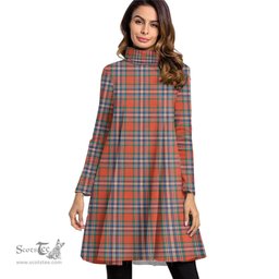 Scottish MacFarlane Ancient Tartan Womens High Neck Dress Tartan Plaid Dress