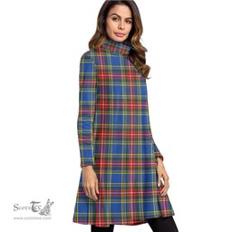 Scottish MacBeth Modern Tartan Womens High Neck Dress Tartan Plaid Dress
