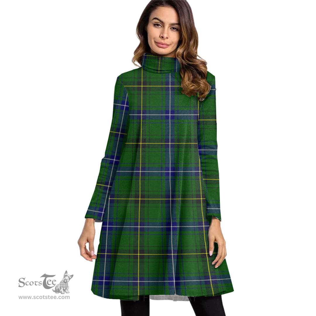 Scottish Henderson Modern Tartan Womens High Neck Dress Tartan Plaid Dress