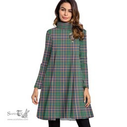 Scottish MacFarlane Hunting Ancient Clan Tartan Crest Womens High Neck Dress Tartan Plaid Dress