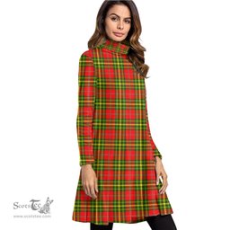 Scottish Leask Tartan Womens High Neck Dress Tartan Plaid Dress