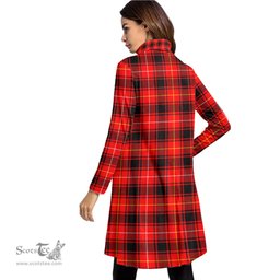 Scottish MacIver Modern Clan Tartan Crest Womens High Neck Dress Tartan Plaid Dress