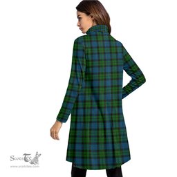 Scottish MacKay Modern Clan Tartan Crest Womens High Neck Dress Tartan Plaid Dress