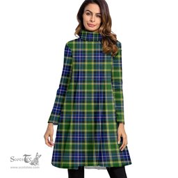 Scottish MacKellar Tartan Womens High Neck Dress Tartan Plaid Dress