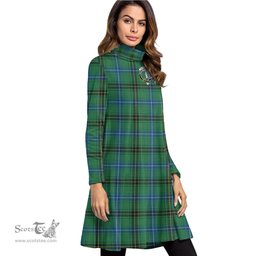 Scottish Henderson Ancient Clan Tartan Crest Womens High Neck Dress Tartan Plaid Dress