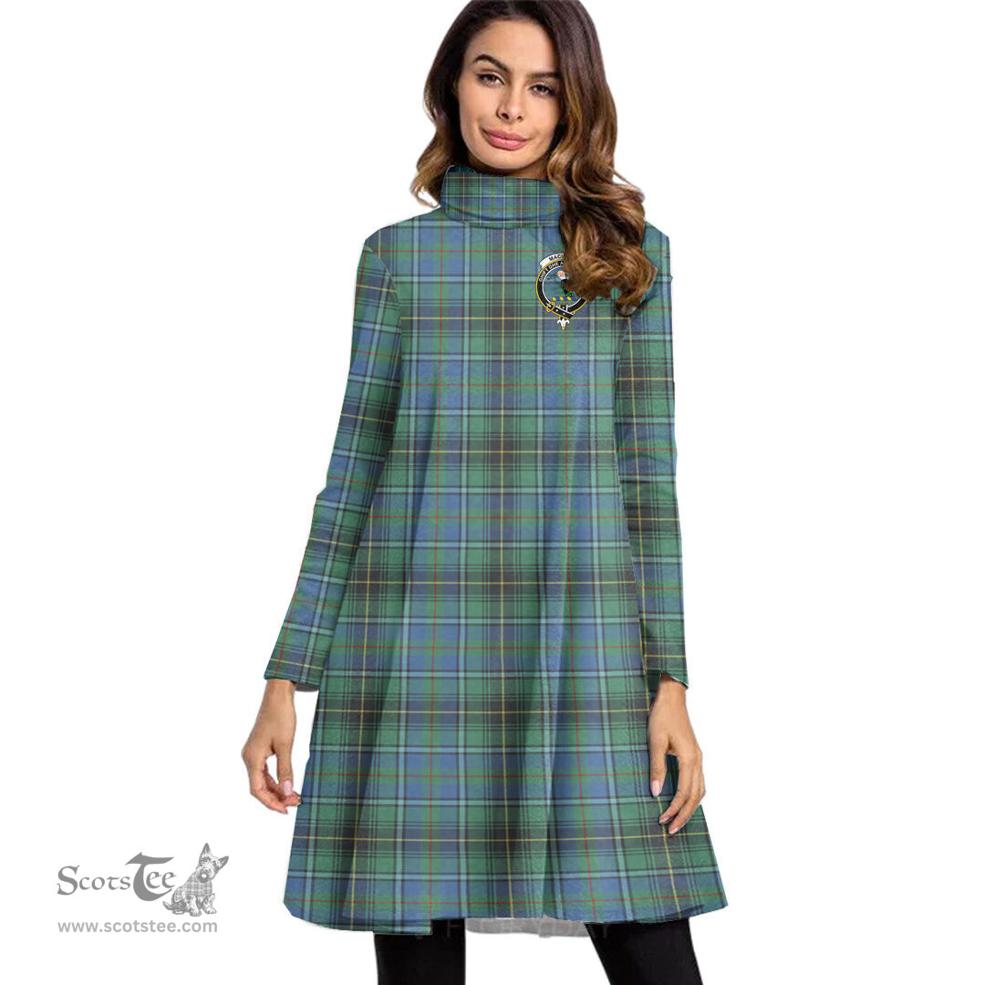 Scottish MacInnes Ancient Clan Tartan Crest Womens High Neck Dress Tartan Plaid Dress
