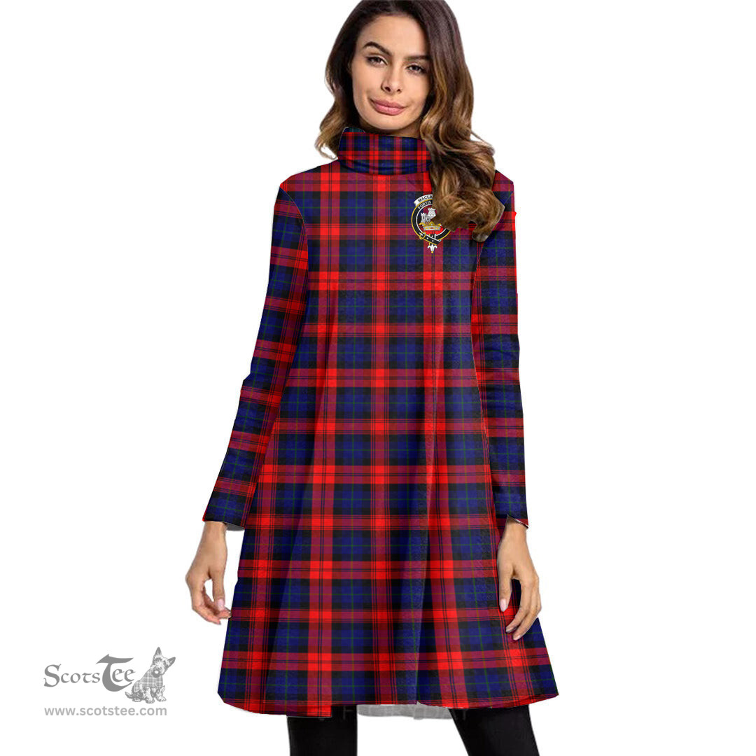 Scottish MacLachlan Modern Clan Tartan Crest Womens High Neck Dress Tartan Plaid Dress