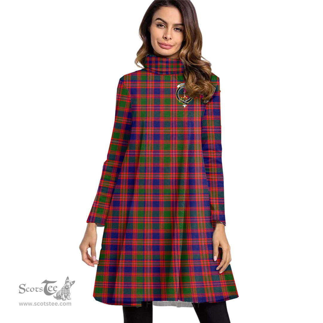 Scottish MacIntyre Modern Clan Tartan Crest Womens High Neck Dress Tartan Plaid Dress