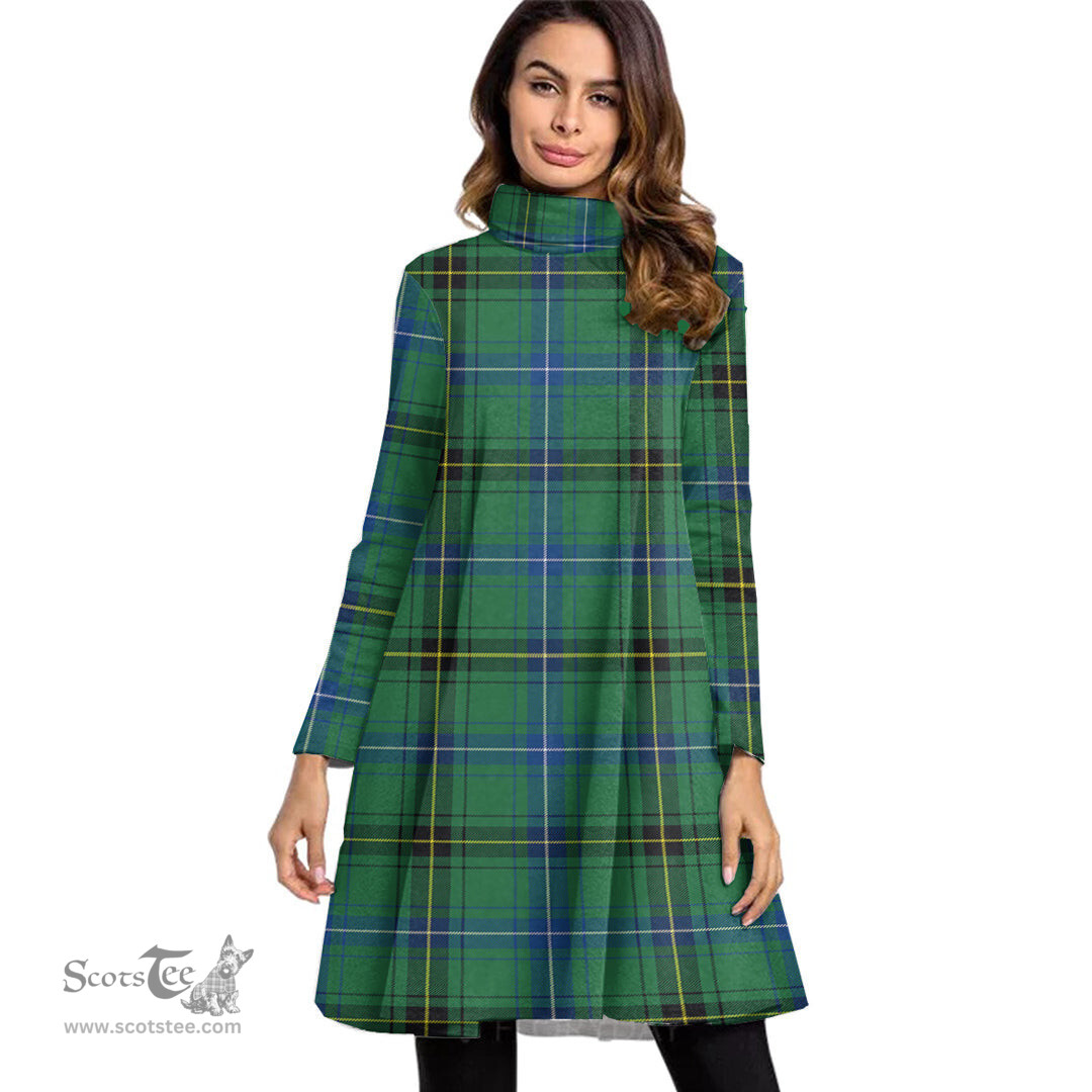 Scottish Henderson Ancient Tartan Womens High Neck Dress Tartan Plaid Dress