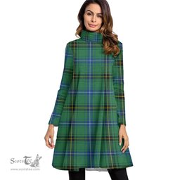 Scottish Henderson Ancient Tartan Womens High Neck Dress Tartan Plaid Dress