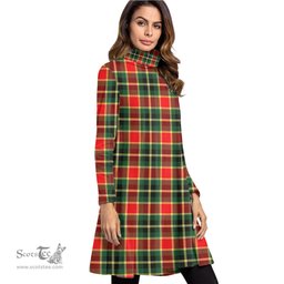 Scottish MacLachlan Hunting Modern Tartan Womens High Neck Dress Tartan Plaid Dress