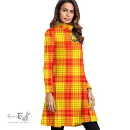 Scottish MacMillan Clan Clan Tartan Crest Womens High Neck Dress Tartan Plaid Dress
