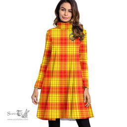 Scottish MacMillan Clan Clan Tartan Crest Womens High Neck Dress Tartan Plaid Dress
