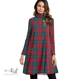 Scottish Lindsay Modern Clan Tartan Crest Womens High Neck Dress Tartan Plaid Dress